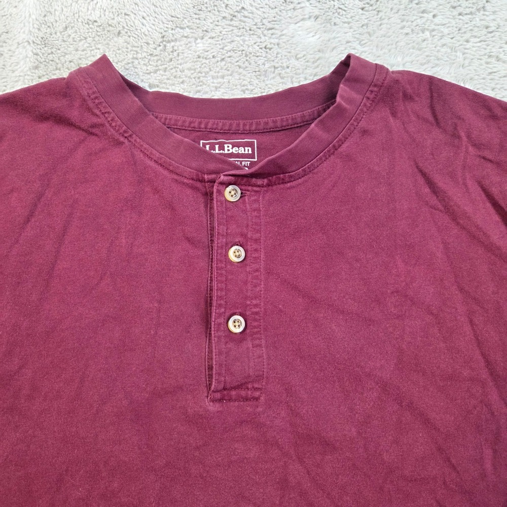 L.L.Bean Henley Shirt Mens XXL REG Long Sleeve Traditional Fit Cotton Burgundy